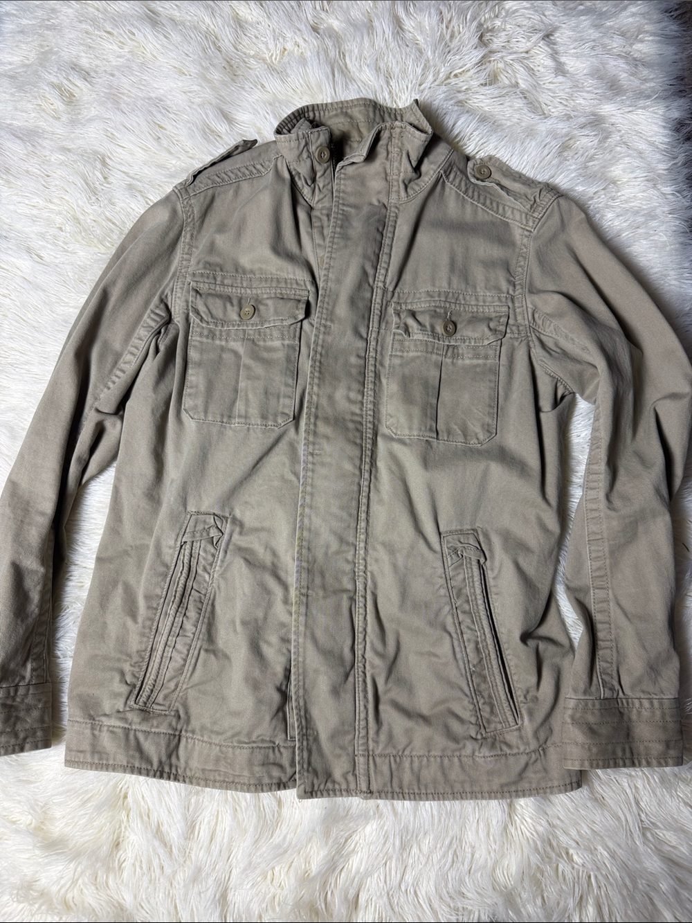 Men's Military-Style Field Jacket - Taupe